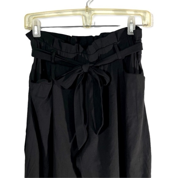 Zara TRF Collection Paperbag Tie Waist Trousers Pants, Black, Size Small - Picture 2 of 10